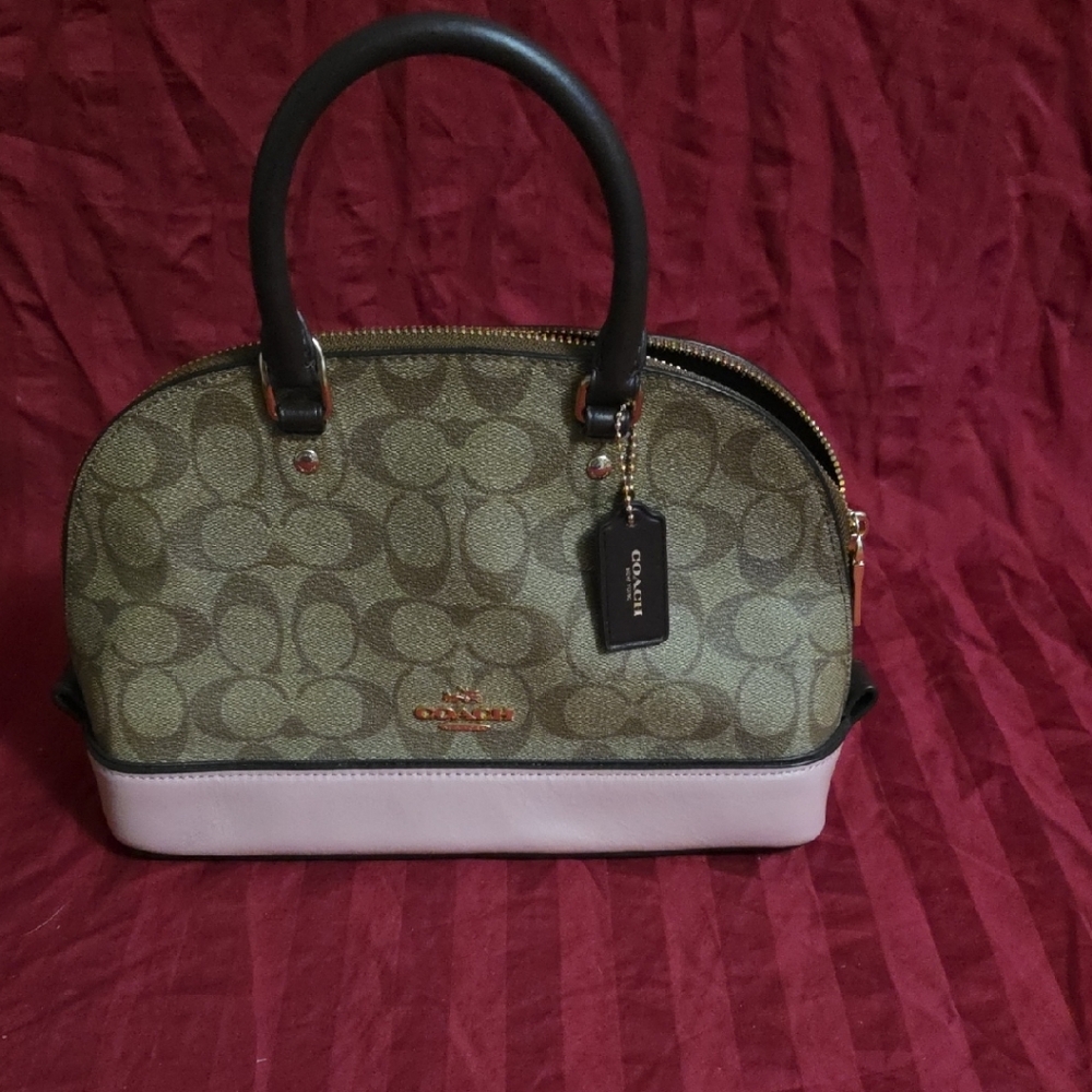 Coach Signature Dome Satchel - Brown and Cream